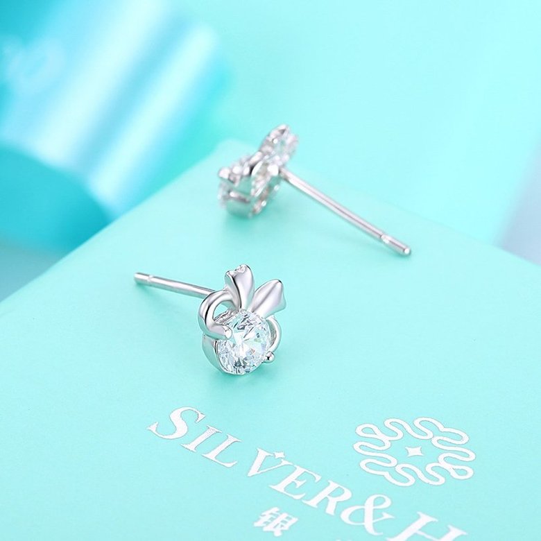 Wholesale Hot wholesale jewelry Fashion romantic 925 Sterling Silver Stud Earrings High Quality Woman Jewelry cute shiny Zircon Earrings TGSLE018 2