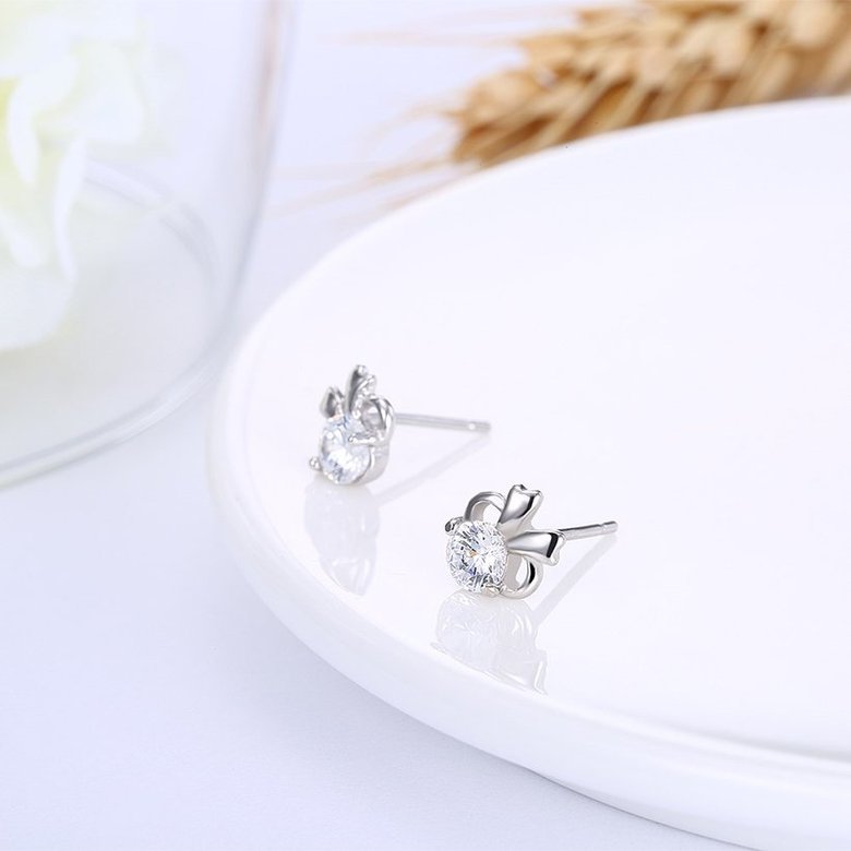 Wholesale Hot wholesale jewelry Fashion romantic 925 Sterling Silver Stud Earrings High Quality Woman Jewelry cute shiny Zircon Earrings TGSLE018 3