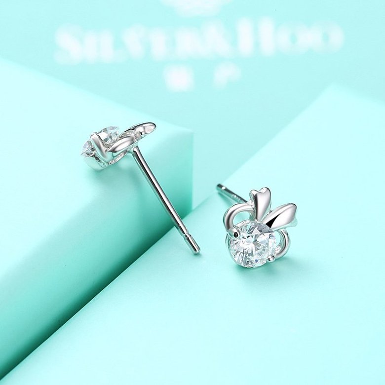 Wholesale Hot wholesale jewelry Fashion romantic 925 Sterling Silver Stud Earrings High Quality Woman Jewelry cute shiny Zircon Earrings TGSLE018 4