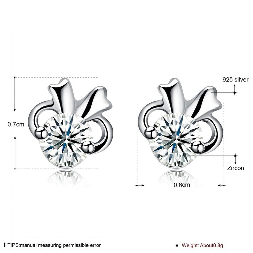 Wholesale Hot wholesale jewelry Fashion romantic 925 Sterling Silver Stud Earrings High Quality Woman Jewelry cute shiny Zircon Earrings TGSLE018 5