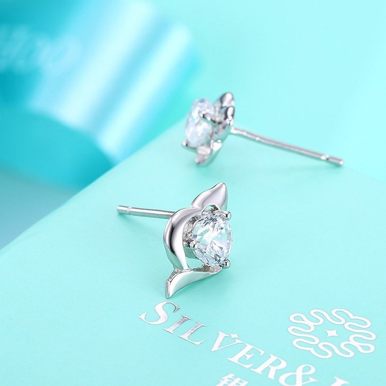 Wholesale Fashion romantic 925 Sterling Silver Stud Earrings High Quality Woman Fashion Jewelry cute shiny Zircon Hot Sale Earrings TGSLE020 2