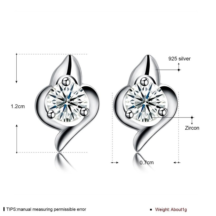 Wholesale Fashion romantic 925 Sterling Silver Stud Earrings High Quality Woman Fashion Jewelry cute shiny Zircon Hot Sale Earrings TGSLE020 5