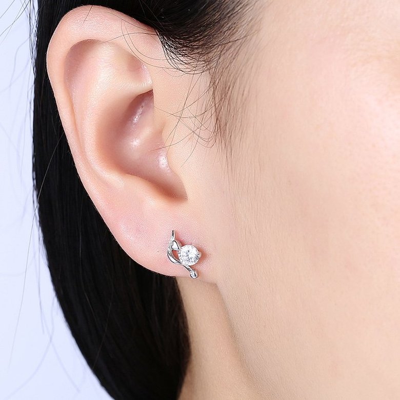 Wholesale Delicate unique Small Stud Earrings Real 925 Sterling Silver Earrings Trendy Crystal Stone Wedding Earrings For Women TGSLE022 0