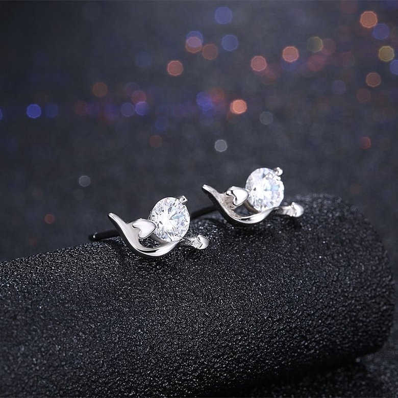 Wholesale Delicate unique Small Stud Earrings Real 925 Sterling Silver Earrings Trendy Crystal Stone Wedding Earrings For Women TGSLE022 1