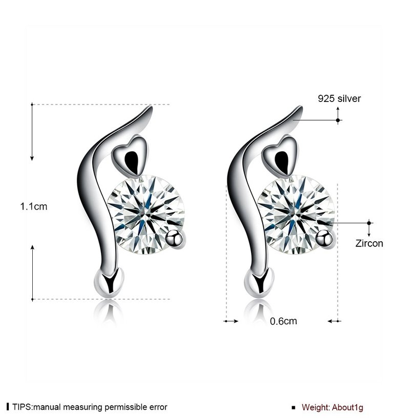 Wholesale Delicate unique Small Stud Earrings Real 925 Sterling Silver Earrings Trendy Crystal Stone Wedding Earrings For Women TGSLE022 5