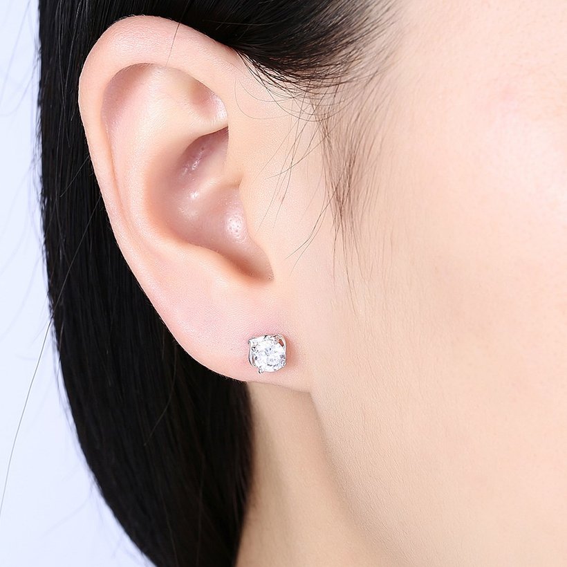 Wholesale Hot wholesale jewelry Fashion romantic 925 Sterling Silver Stud Earrings High Quality Woman Jewelry cute shiny Zircon Earrings TGSLE024 0