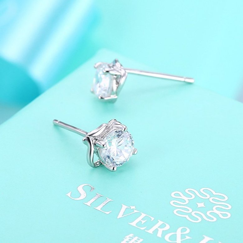 Wholesale Hot wholesale jewelry Fashion romantic 925 Sterling Silver Stud Earrings High Quality Woman Jewelry cute shiny Zircon Earrings TGSLE024 2