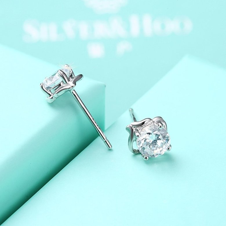 Wholesale Hot wholesale jewelry Fashion romantic 925 Sterling Silver Stud Earrings High Quality Woman Jewelry cute shiny Zircon Earrings TGSLE024 4