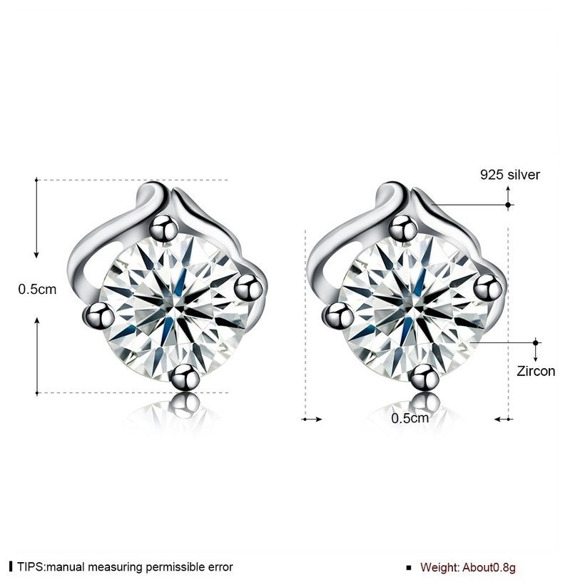 Wholesale Hot wholesale jewelry Fashion romantic 925 Sterling Silver Stud Earrings High Quality Woman Jewelry cute shiny Zircon Earrings TGSLE024 5