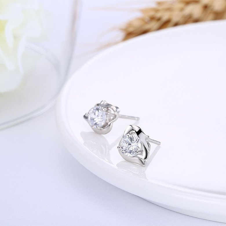 Wholesale Hot wholesale jewelry China Fashion romantic 925 Sterling Silver Stud Earrings High Quality cute shiny Zircon Earrings TGSLE028 3
