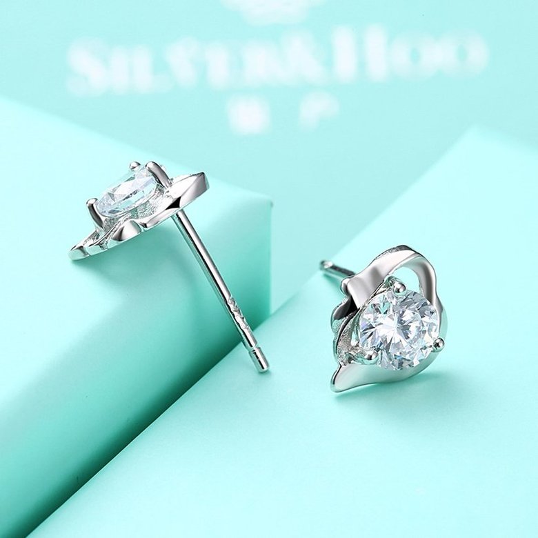 Wholesale Hot wholesale jewelry China Fashion romantic 925 Sterling Silver Stud Earrings High Quality cute shiny Zircon Earrings TGSLE028 4