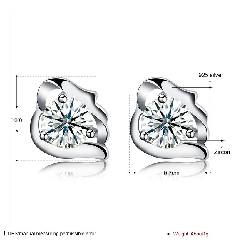 Wholesale Hot wholesale jewelry China Fashion romantic 925 Sterling Silver Stud Earrings High Quality cute shiny Zircon Earrings TGSLE028 5