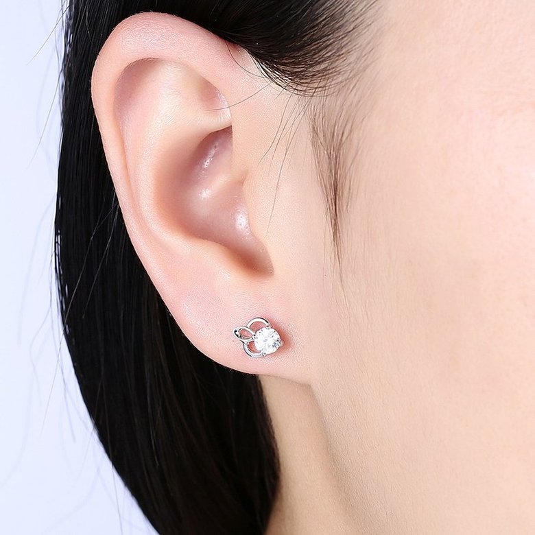 Wholesale Hot wholesale jewelry Fashion romantic 925 Sterling Silver Stud Earrings High Quality Woman Jewelry cute shiny Zircon Earrings TGSLE030 0