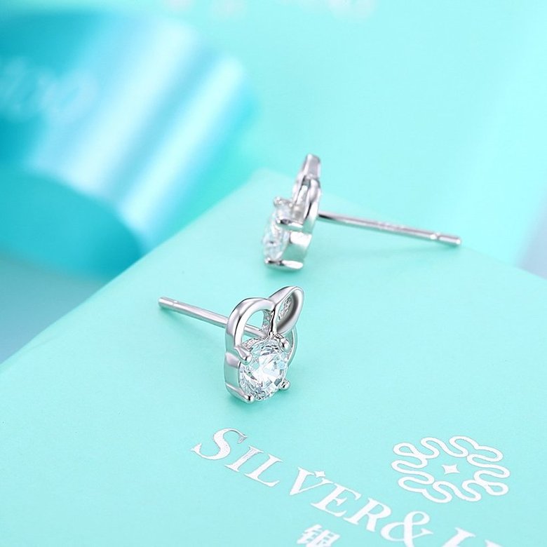 Wholesale Hot wholesale jewelry Fashion romantic 925 Sterling Silver Stud Earrings High Quality Woman Jewelry cute shiny Zircon Earrings TGSLE030 2