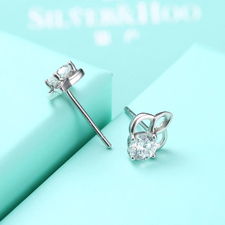 Wholesale Hot wholesale jewelry Fashion romantic 925 Sterling Silver Stud Earrings High Quality Woman Jewelry cute shiny Zircon Earrings TGSLE030 4