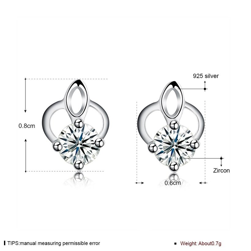 Wholesale Hot wholesale jewelry Fashion romantic 925 Sterling Silver Stud Earrings High Quality Woman Jewelry cute shiny Zircon Earrings TGSLE030 5