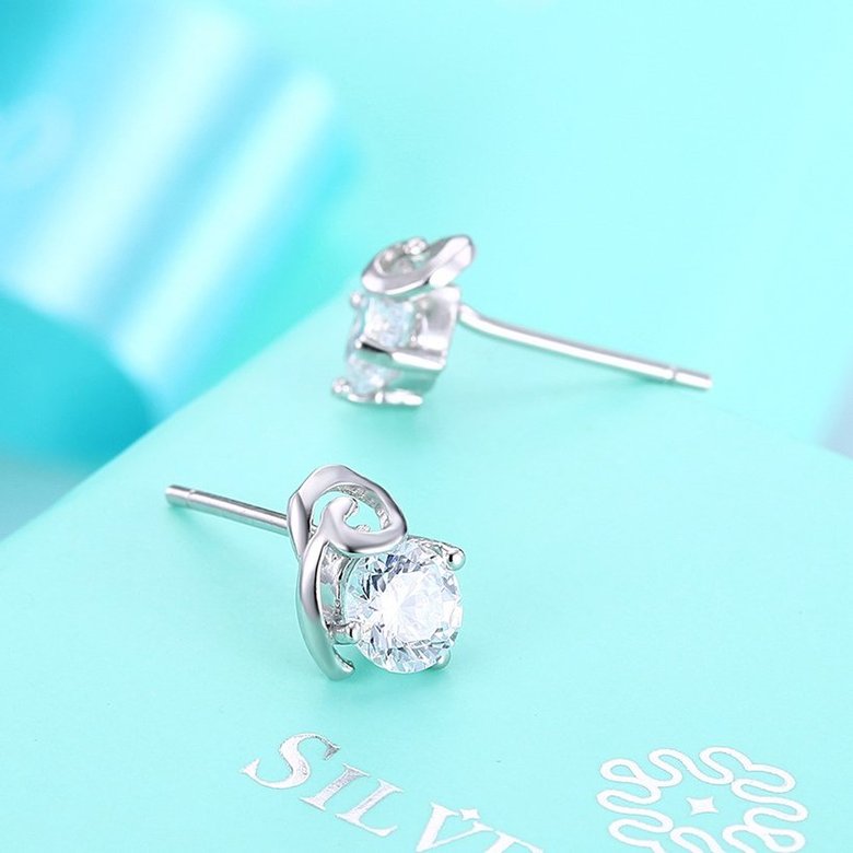 Wholesale Fashion romantic 925 Sterling Silver Stud Earrings High Quality Woman Fashion Jewelry cute shiny Zircon Hot Sale Earrings TGSLE032 2