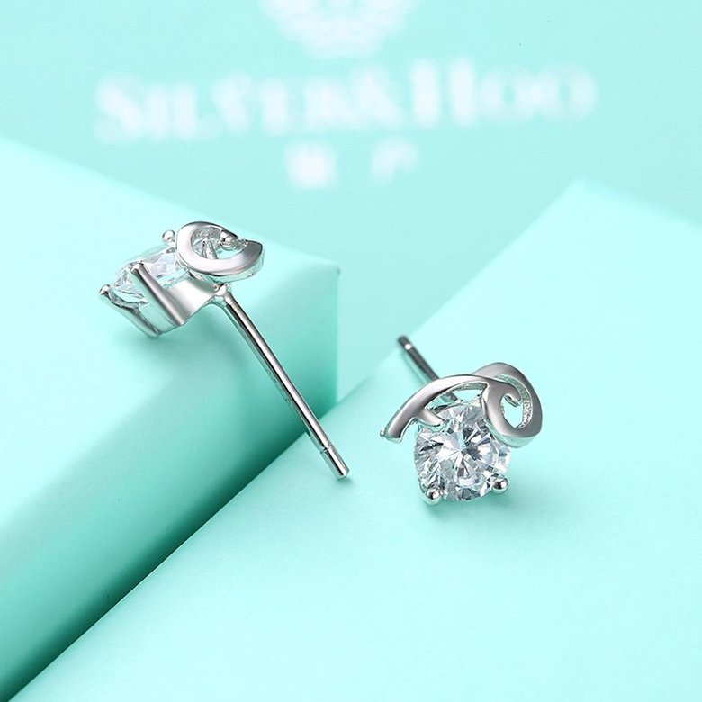 Wholesale Fashion romantic 925 Sterling Silver Stud Earrings High Quality Woman Fashion Jewelry cute shiny Zircon Hot Sale Earrings TGSLE032 4