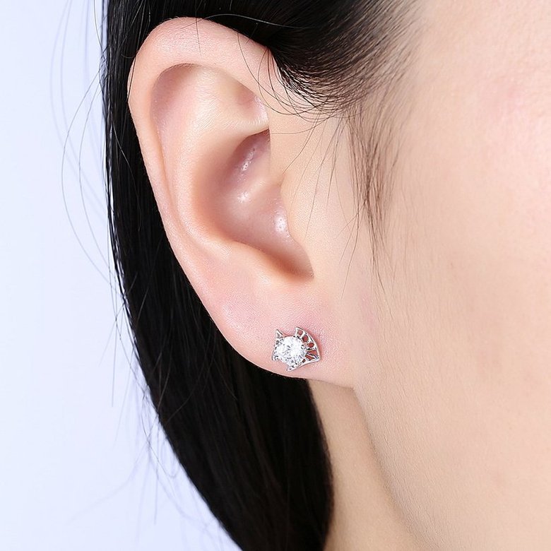 Wholesale China fashion jewelry unique 925 Sterling Silver Earrings High Quality for Woman cute little fish shiny Zircon Hot Sale Earrings TGSLE034 0