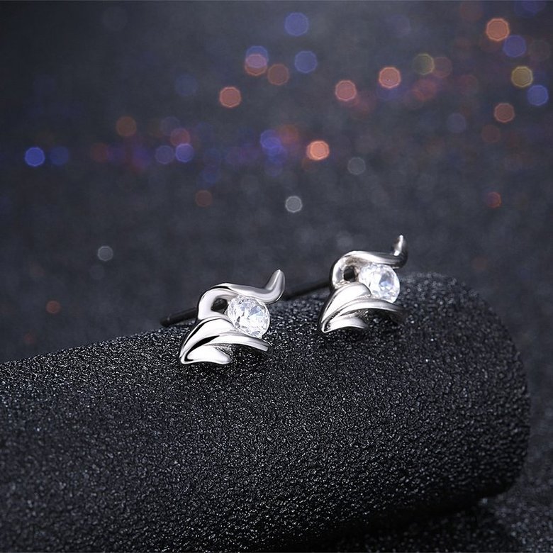 Wholesale Hot wholesale jewelry Fashion romantic 925 Sterling Silver Stud Earrings High Quality Woman Jewelry cute shiny Zircon Earrings TGSLE036 1