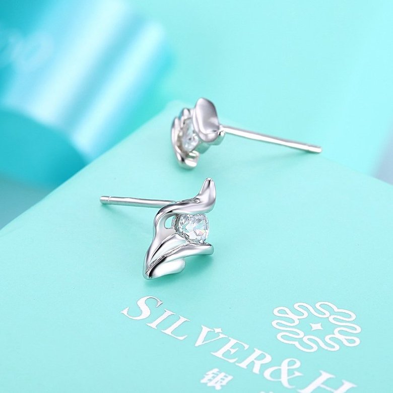 Wholesale Hot wholesale jewelry Fashion romantic 925 Sterling Silver Stud Earrings High Quality Woman Jewelry cute shiny Zircon Earrings TGSLE036 2