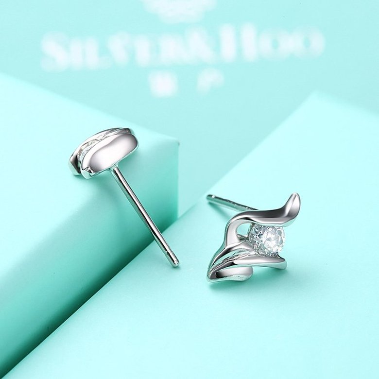 Wholesale Hot wholesale jewelry Fashion romantic 925 Sterling Silver Stud Earrings High Quality Woman Jewelry cute shiny Zircon Earrings TGSLE036 4