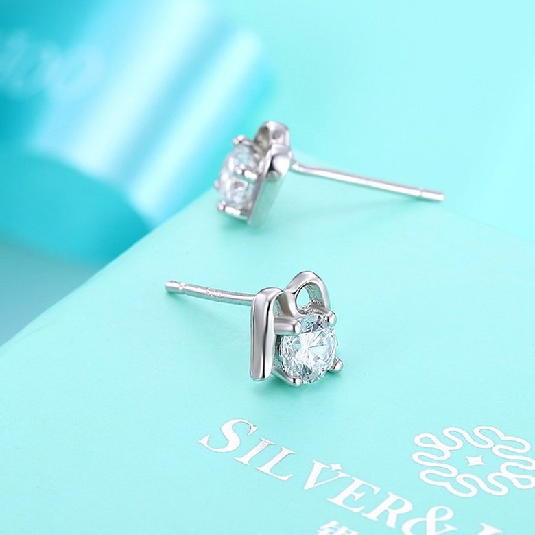 Wholesale Hot wholesale jewelry new style romantic 925 Sterling Silver Stud Earrings High Quality Woman Jewelry cute shiny Zircon Earrings TGSLE042 2