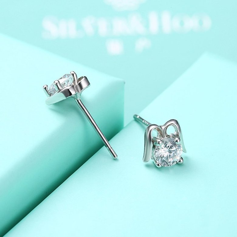 Wholesale Hot wholesale jewelry new style romantic 925 Sterling Silver Stud Earrings High Quality Woman Jewelry cute shiny Zircon Earrings TGSLE042 4