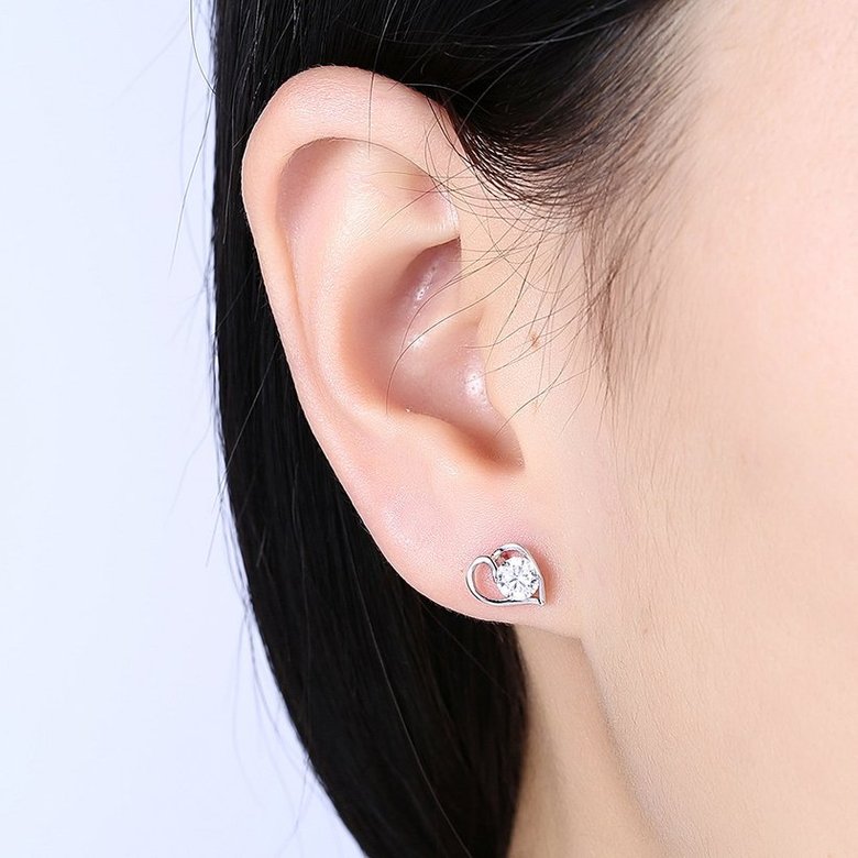 Wholesale Hot wholesale jewelry Fashion romantic 925 Sterling Silver Stud Earrings High Quality Woman Jewelry cute shiny Zircon Earrings TGSLE044 0