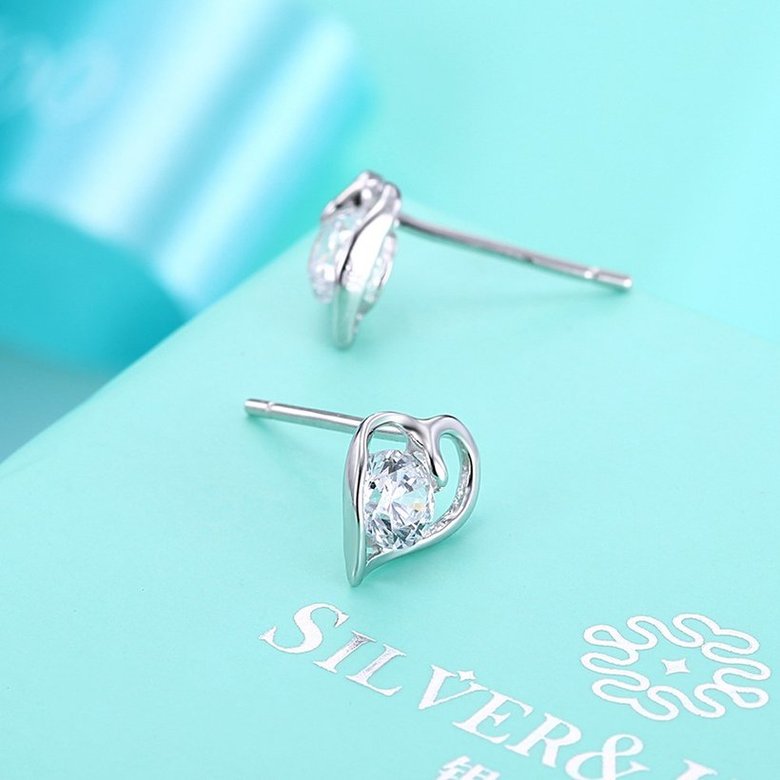 Wholesale Hot wholesale jewelry Fashion romantic 925 Sterling Silver Stud Earrings High Quality Woman Jewelry cute shiny Zircon Earrings TGSLE044 2