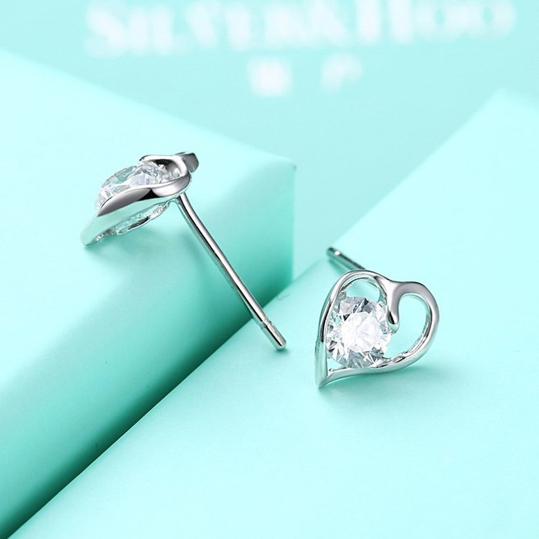 Wholesale Hot wholesale jewelry Fashion romantic 925 Sterling Silver Stud Earrings High Quality Woman Jewelry cute shiny Zircon Earrings TGSLE044 4