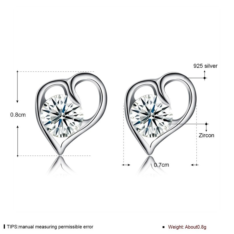 Wholesale Hot wholesale jewelry Fashion romantic 925 Sterling Silver Stud Earrings High Quality Woman Jewelry cute shiny Zircon Earrings TGSLE044 5