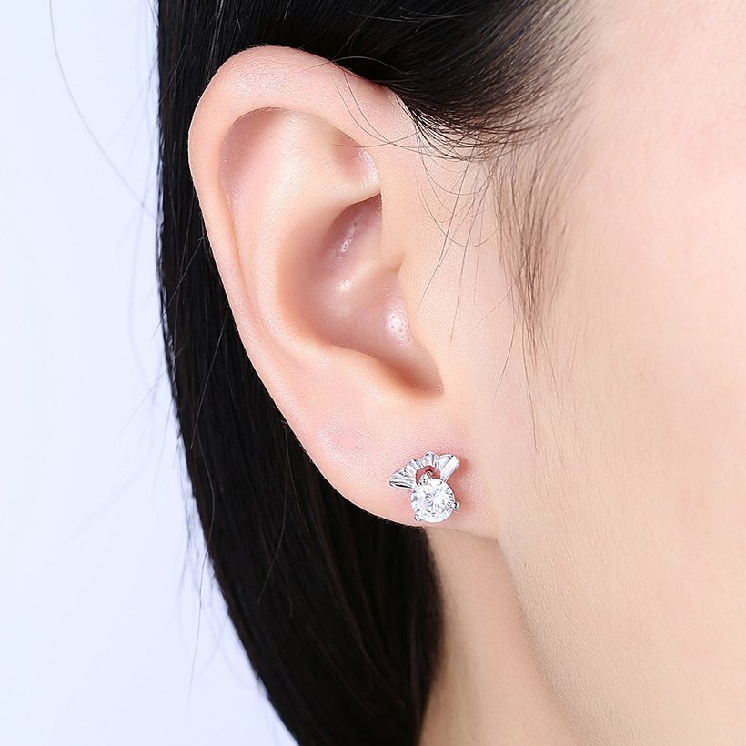 Wholesale China fashion jewelry unique 925 Sterling Silver Earrings High Quality for Woman cute sector shiny Zircon Hot Sale Earrings TGSLE046 0