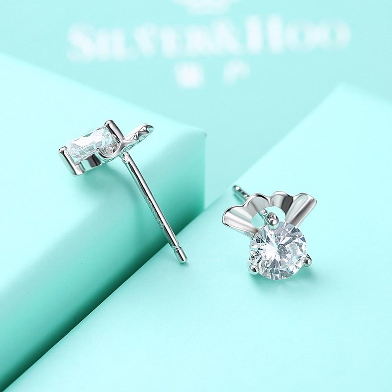 Wholesale China fashion jewelry unique 925 Sterling Silver Earrings High Quality for Woman cute sector shiny Zircon Hot Sale Earrings TGSLE046 4
