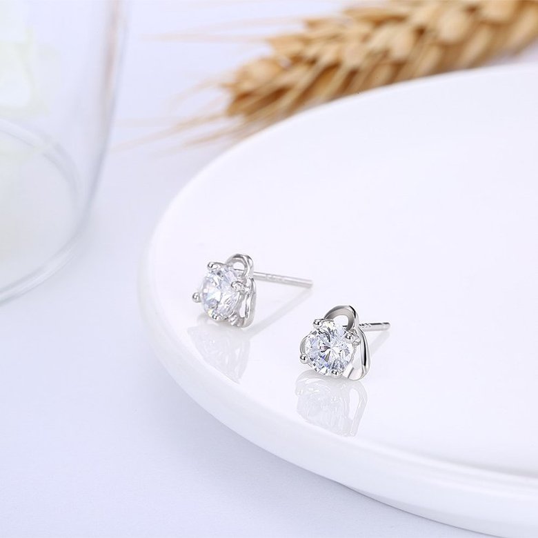 Wholesale Luxury Female Flower Small Stud Earrings Real 925 Sterling Silver Earrings Trendy Crystal Stone Wedding Earrings For Women TGSLE050 3