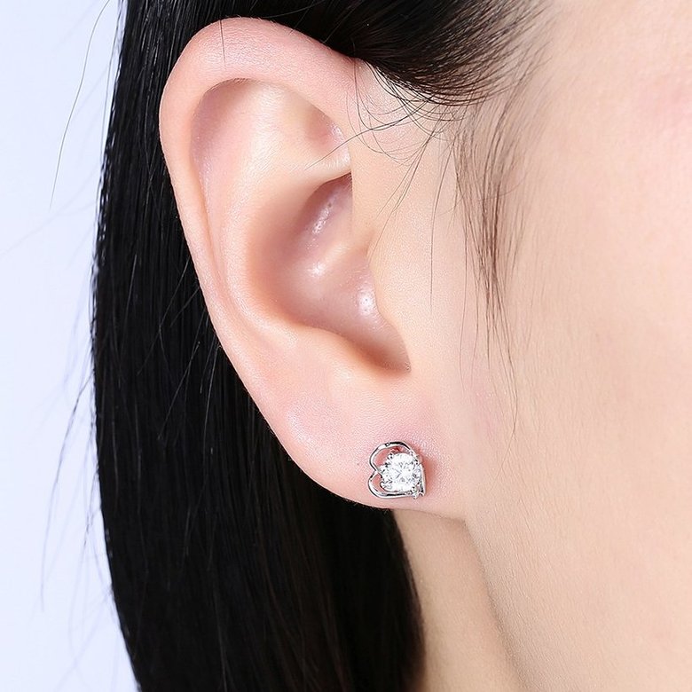 Wholesale Creative Luxury Female Small Stud Earrings Real 925 Sterling Silver Earrings Trendy shinny Crystal Stone Wedding Earrings  TGSLE051 0