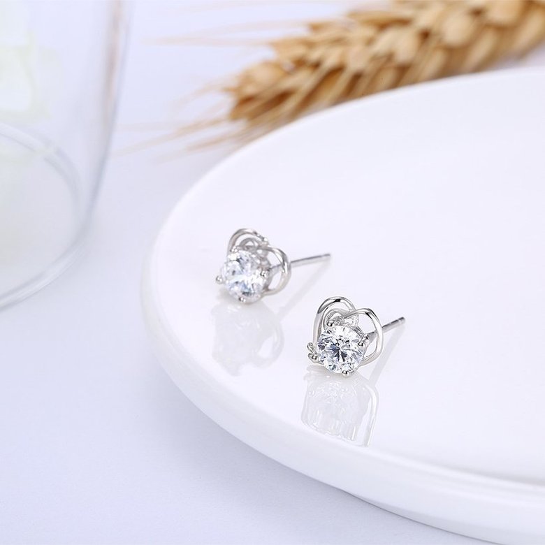 Wholesale Creative Luxury Female Small Stud Earrings Real 925 Sterling Silver Earrings Trendy shinny Crystal Stone Wedding Earrings  TGSLE051 3