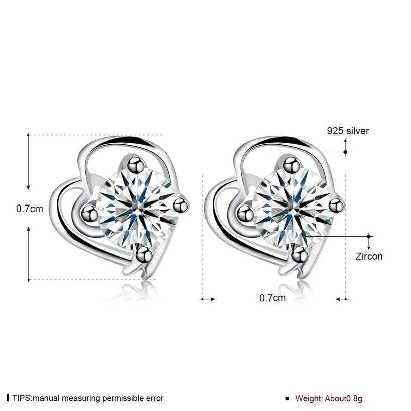 Wholesale Creative Luxury Female Small Stud Earrings Real 925 Sterling Silver Earrings Trendy shinny Crystal Stone Wedding Earrings  TGSLE051 5