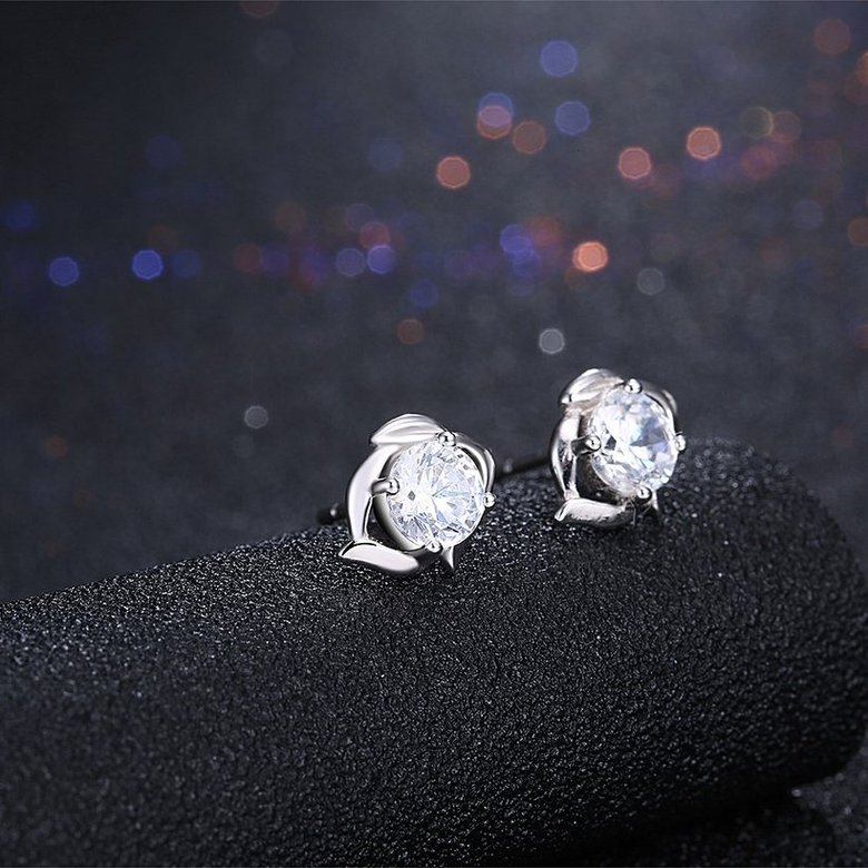 Wholesale Creative Luxury Female Small Stud Earrings Real 925 Sterling Silver Earrings Trendy shinny Crystal Stone Wedding Earrings  TGSLE053 1