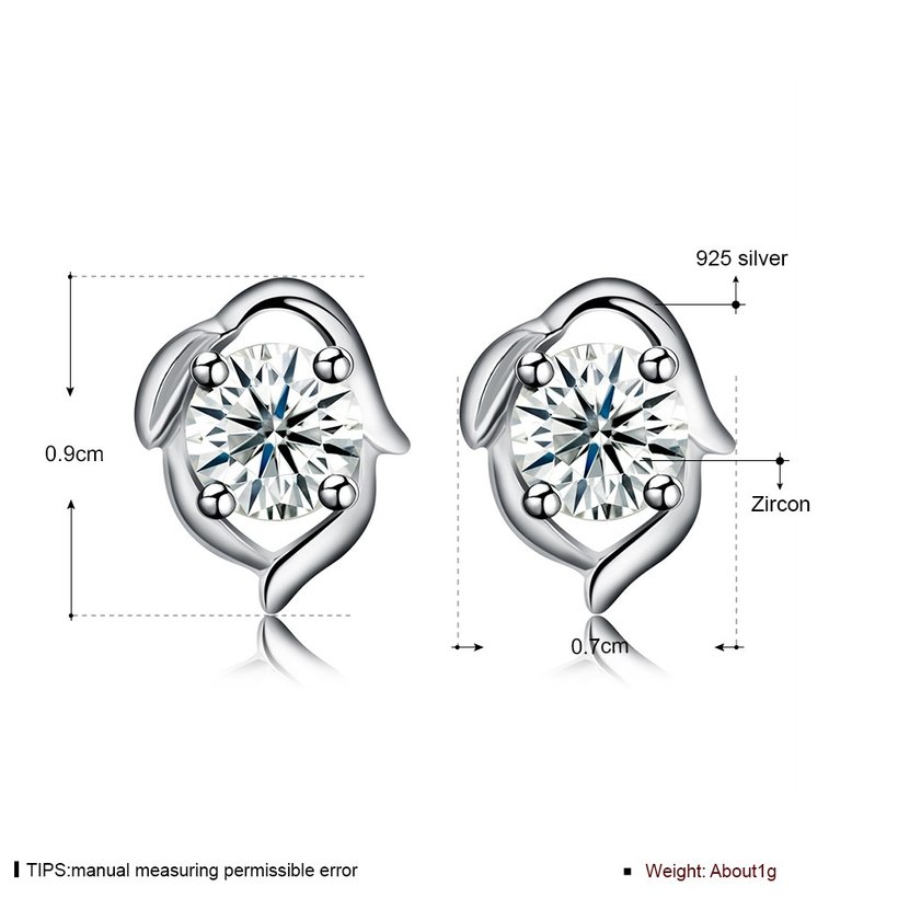 Wholesale Creative Luxury Female Small Stud Earrings Real 925 Sterling Silver Earrings Trendy shinny Crystal Stone Wedding Earrings  TGSLE053 5