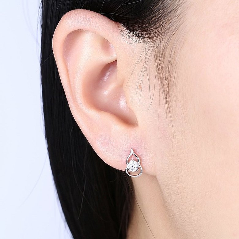 Wholesale Creative Female gourd shape Small Stud Earrings Real 925 Sterling Silver Earrings Trendy shinny Crystal Stone Wedding Earrings  TGSLE054 0