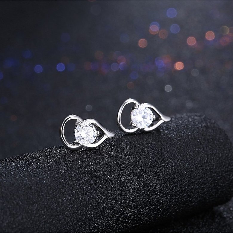 Wholesale Creative Female gourd shape Small Stud Earrings Real 925 Sterling Silver Earrings Trendy shinny Crystal Stone Wedding Earrings  TGSLE054 1