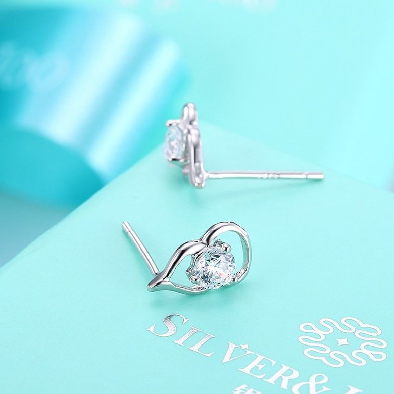 Wholesale Creative Female gourd shape Small Stud Earrings Real 925 Sterling Silver Earrings Trendy shinny Crystal Stone Wedding Earrings  TGSLE054 2