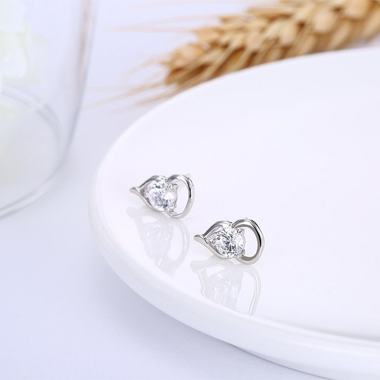 Wholesale Creative Female gourd shape Small Stud Earrings Real 925 Sterling Silver Earrings Trendy shinny Crystal Stone Wedding Earrings  TGSLE054 3