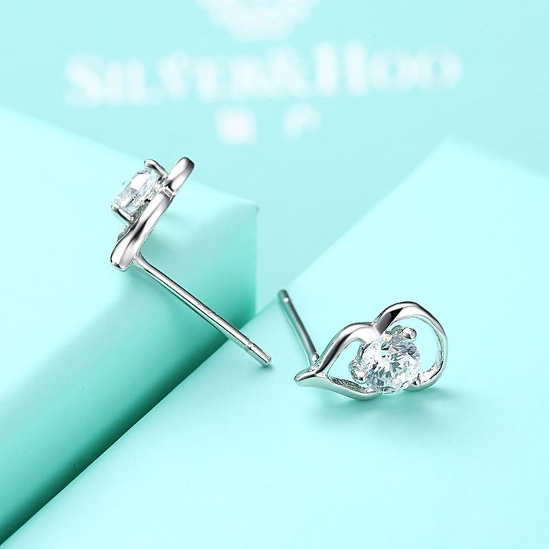 Wholesale Creative Female gourd shape Small Stud Earrings Real 925 Sterling Silver Earrings Trendy shinny Crystal Stone Wedding Earrings  TGSLE054 4