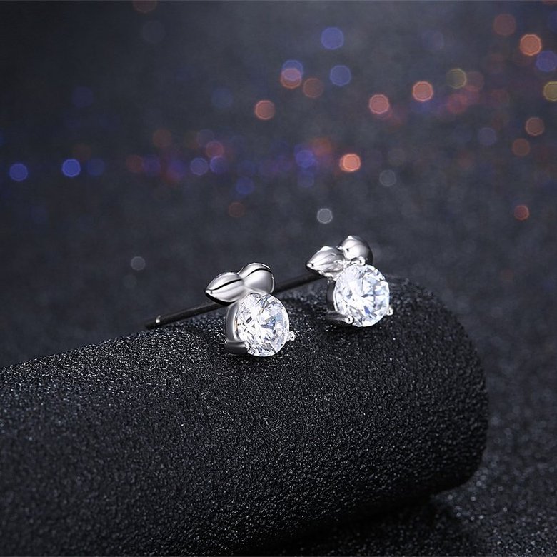 Wholesale Fashion Creative Female Small Stud Earrings Real 925 Sterling Silver Earrings delicate shinny Crystal Stone Wedding Earrings  TGSLE055 1