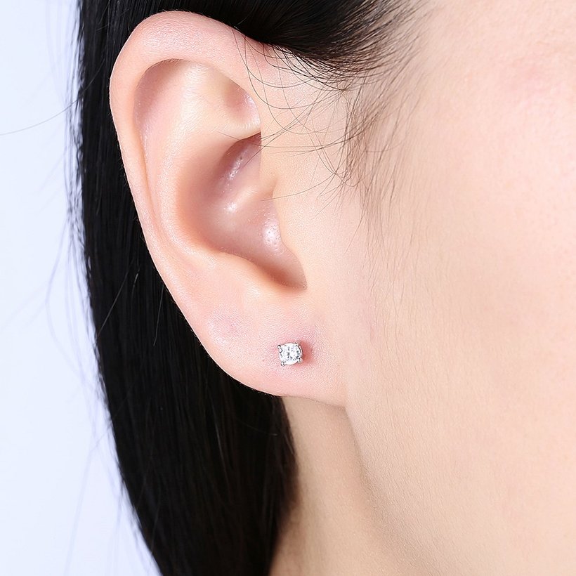 Wholesale Fashion Creative Female Small Stud Earrings 925 Sterling Silver delicate shinny Crystal Earrings Wedding party jewelry wholesale TGSLE057 0