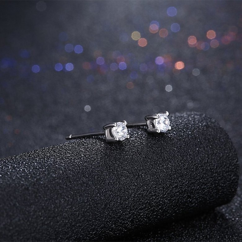 Wholesale Fashion Creative Female Small Stud Earrings 925 Sterling Silver delicate shinny Crystal Earrings Wedding party jewelry wholesale TGSLE057 1