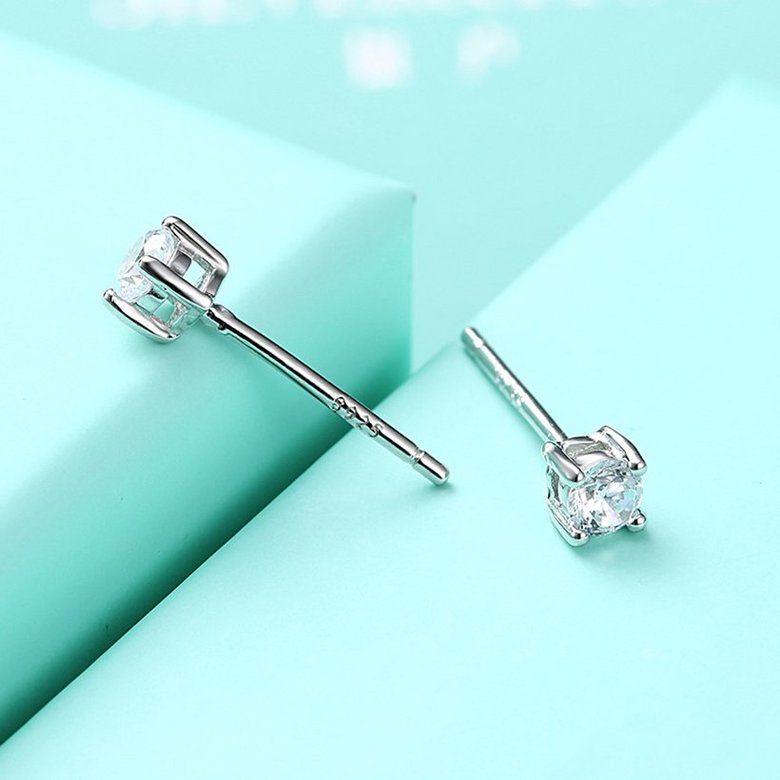 Wholesale Fashion Creative Female Small Stud Earrings 925 Sterling Silver delicate shinny Crystal Earrings Wedding party jewelry wholesale TGSLE057 4