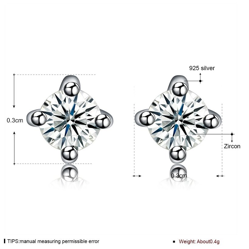 Wholesale Fashion Creative Female Small Stud Earrings 925 Sterling Silver delicate shinny Crystal Earrings Wedding party jewelry wholesale TGSLE057 5